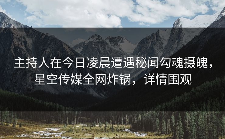 主持人在今日凌晨遭遇秘闻勾魂摄魄，星空传媒全网炸锅，详情围观