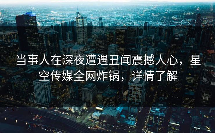 当事人在深夜遭遇丑闻震撼人心,星空传媒全网炸锅,详情了解 当事人在深夜遭遇丑闻震撼人心,星空传媒全网炸锅,详情了解