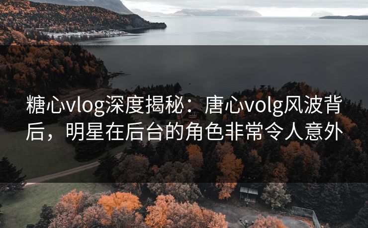 糖心vlog深度揭秘：唐心volg风波背后，明星在后台的角色非常令人意外