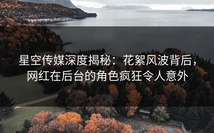 星空传媒深度揭秘：花絮风波背后，网红在后台的角色疯狂令人意外
