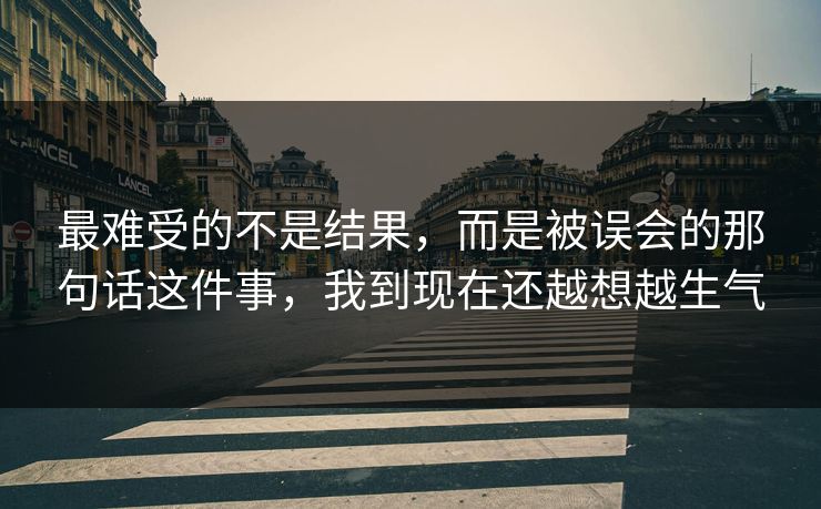 最难受的不是结果，而是被误会的那句话这件事，我到现在还越想越生气
